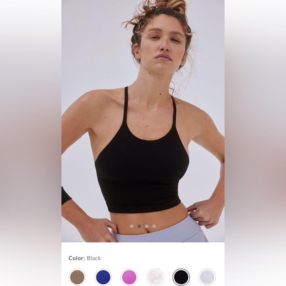 Free people happiness runs crop tank black